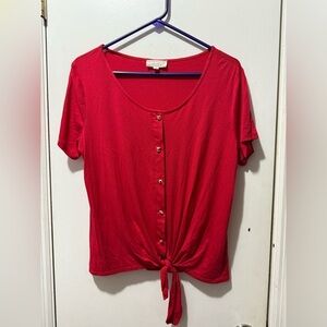 Corvia Red Button-Front Tie Top Size Medium